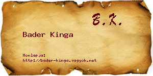 Bader Kinga névjegykártya