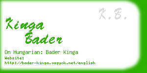 kinga bader business card